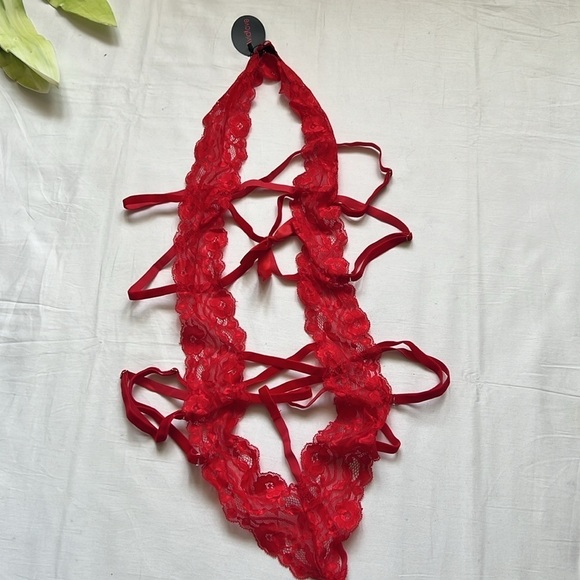 NWT Avidlove Women Deep V Halter Lingerie Teddy One Piece Lace Babydoll Bodysuit - Picture 6 of 7